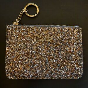 Kate Spade Gold Glitter Card Holder with Keychain, NWOT